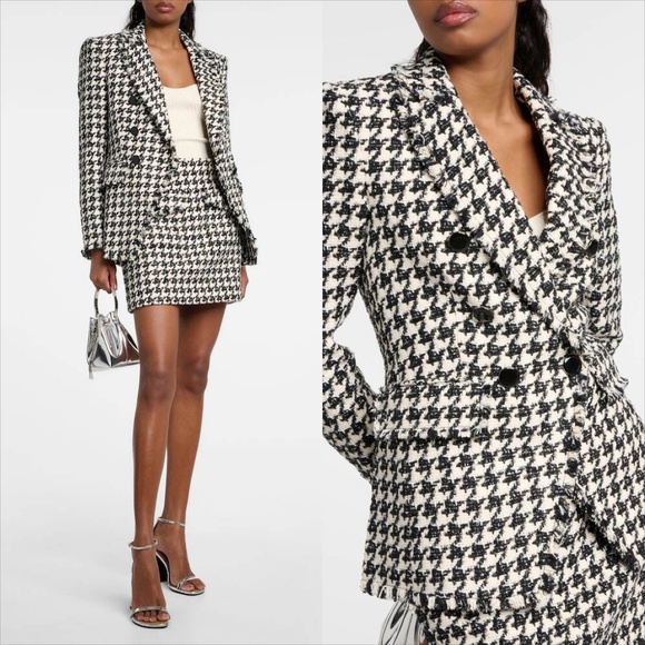 NWOT Veronica beard miller dickey houndstooth blazer frayed hem